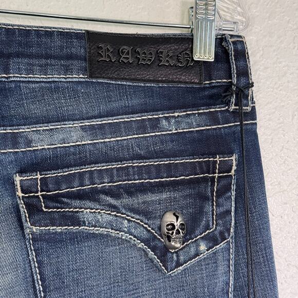 Rawkn Y2K Jeans Womens 29 Skull Studded Low Rise Skater Key Closet Vintage NEW - Picture 10 of 14